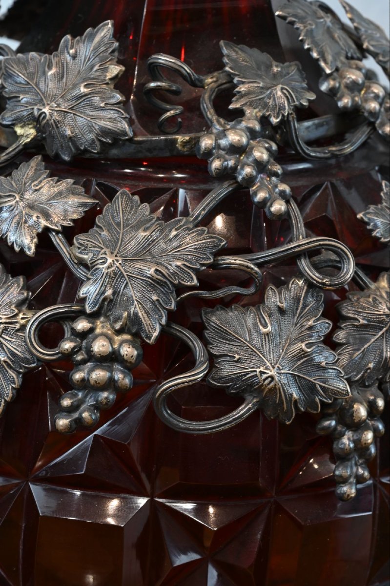 Coppia Di Brocche in Cristallo Con Decorazioni in Argento - Inghilterra Fine XIX Secolo-photo-2
